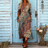 Maria - Casual Šaty s Dlouhým Rukávem s Vintage Inspirací