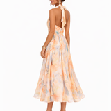 Aurora | Šaty s halter výstřihem a akvarelovým potiskem