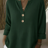 Lucia | T-shirt Henley Gofrada s Knoflíky