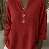 Lucia | T-shirt Henley Gofrada s Knoflíky