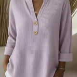 Lucia | T-shirt Henley Gofrada s Knoflíky