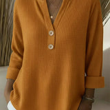 Lucia | T-shirt Henley Gofrada s Knoflíky