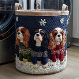 Cavalier King Charles s pleteným svetrem | Polstrovaný úložný koš