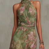 Lidia | Elegantní Maxi Halter Květnové Šaty