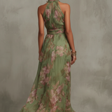 Lidia | Elegantní Maxi Halter Květnové Šaty
