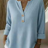 Lucia | T-shirt Henley Gofrada s Knoflíky