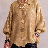 Ortensia | Oversize cardigan s zlatými knoflíky